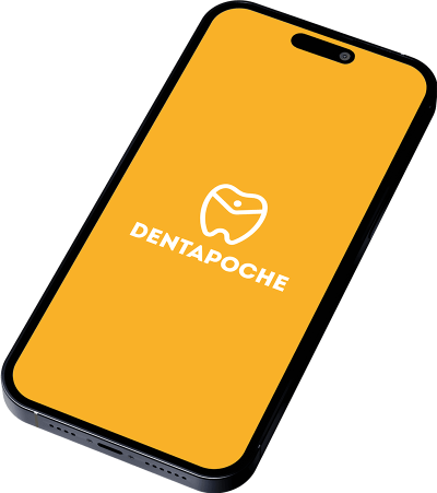 Téléphone avec l'application Dentapoche en fond